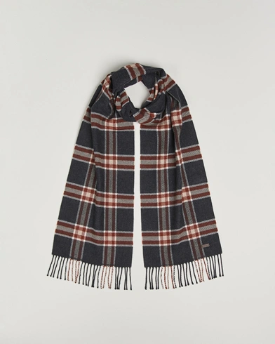 Eton Merino Wool Checked Scarf Dark Grey – Grau