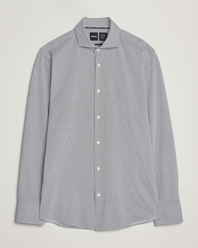 BOSS BLACK Hank 4-Way Printed Stretch Shirt Dark Blue – Blau