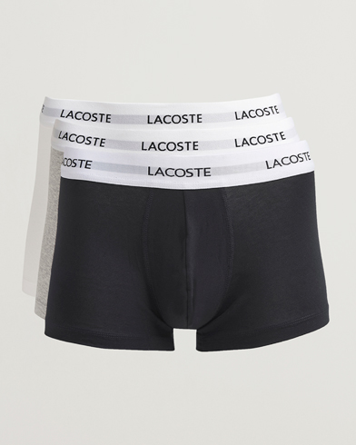 Lacoste 3-Pack Stretch Cotton Trunks Black/White/Grey – Grau