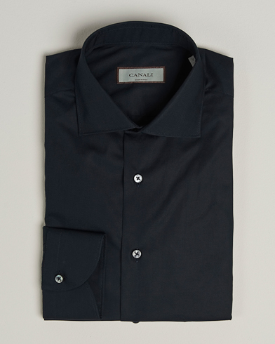 Canali Slim Fit Cotton/Stretch Shirt Navy – Blau