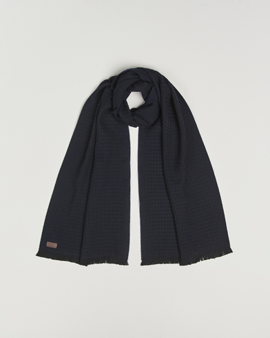 Canali Jacquard Wool Scarf Navy – Blau
