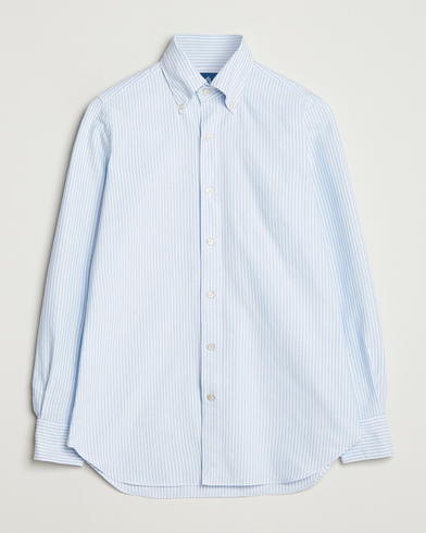 Finamore Napoli Gaeta Oxford Button Down Shirt Light Blue Stripe – Blau