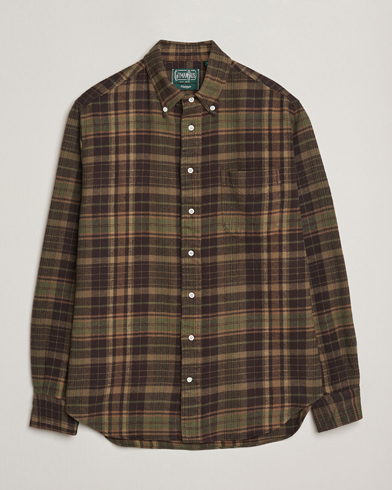Gitman Vintage Brushed Winter Madras Button Down Shirt Brown/Olive – Braun