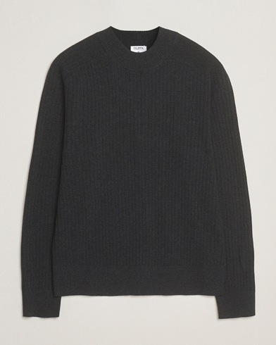 Filippa K Cotton Merino Knitted Mock Neck Sweater Anthracite Melange – Grau