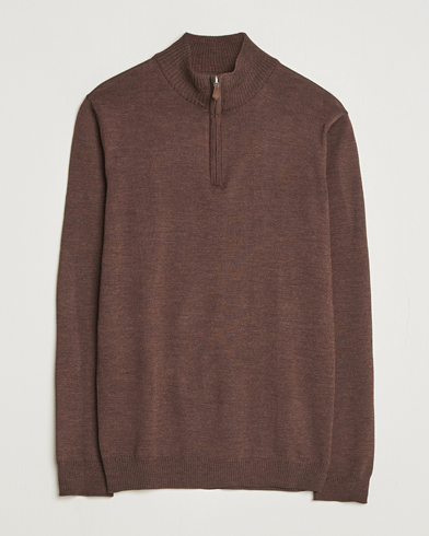 Stenströms Merino Half-Zip Dark Brown – Braun