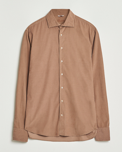Stenströms Regular Fit Cut Away Cord Shirt Brown – Braun