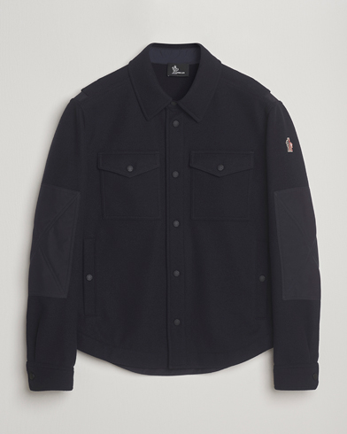 Moncler Grenoble Brushed Cotton Overshirt Navy – Blau