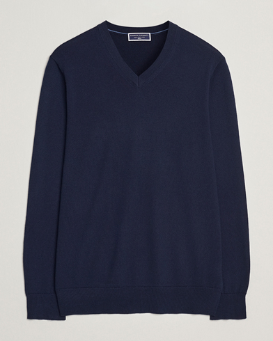 Charles Tyrwhitt Pure Merino V-Neck Jumper Navy – Blau
