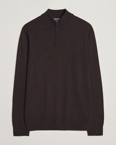 Charles Tyrwhitt Pure Merino Zip Neck Jumper Chocolate Brown – Braun