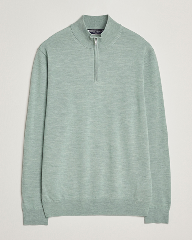 Charles Tyrwhitt Pure Merino Zip Neck Jumper Pale Teal Green – Grün