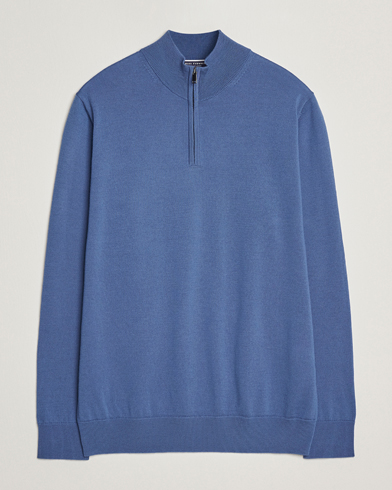 Charles Tyrwhitt Pure Merino Zip Neck Jumper Steel Blue – Blau