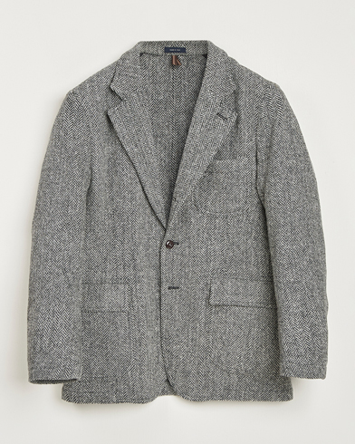 Drake's MKVII Wool Herringbone Blazer Grey – Grau