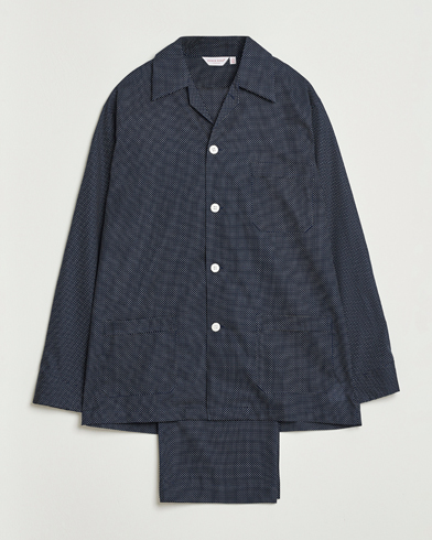 Derek Rose Printed Cotton Pyjama Set Navy – Blau
