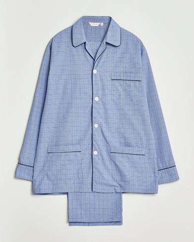 Derek Rose Piped Cotton Pyjama Set Light Blue – Blau
