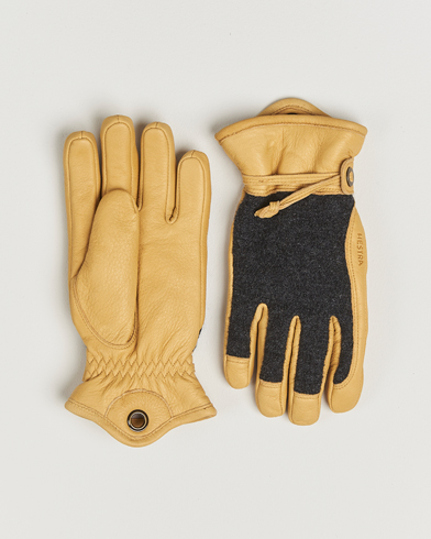 Hestra Daniel Wool/Goat Leather Glove Charcoal/Tan – Gelb