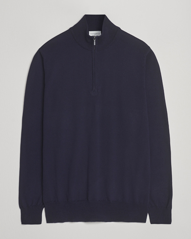 Morgano Extra Fine Merino Wool Half-Zip Navy – Blau