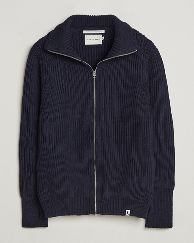 Peregrine Fisherman Merino Zip Cardigan Navy – Blau
