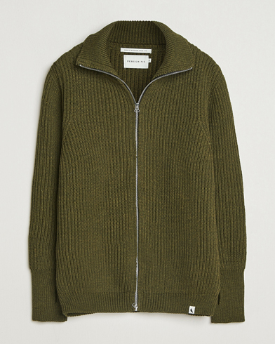 Peregrine Fisherman Merino Zip Cardigan Olive – Grün