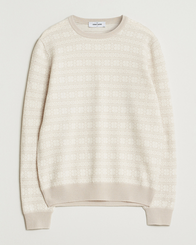 Gran Sasso Wool/Cashmere Fairisle Sweater Beige Melange – Beige