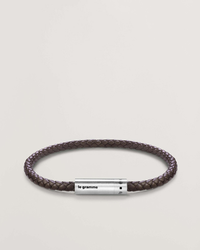 LE GRAMME Leather Cable Bracelet Brown/Sterling Silver 7g – Braun