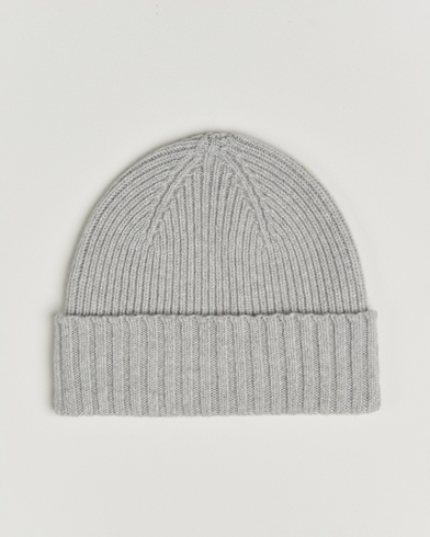 Robert Mackie Kingswell Ribbed Wool/Cashmere Beanie Light Grey – Grau