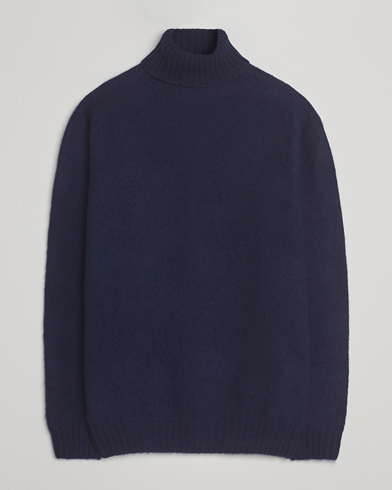 Harley Of Scotland Brushed Supersoft Lambswool Rollneck Navy – Blau