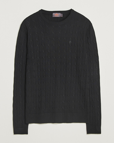 Morris Merino Cable O-Neck Black – Schwarz
