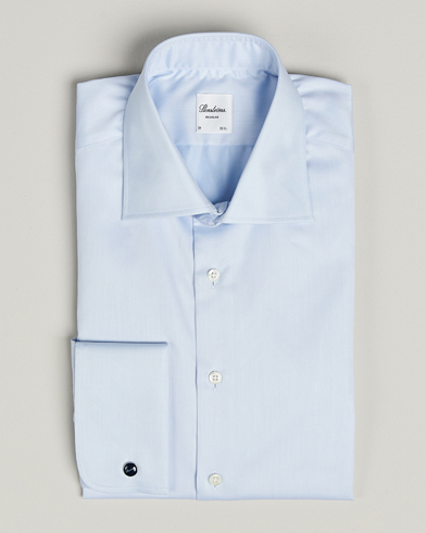 Stenströms Regular Fit Cotton Twill Double Cuff Shirt Blue – Blau