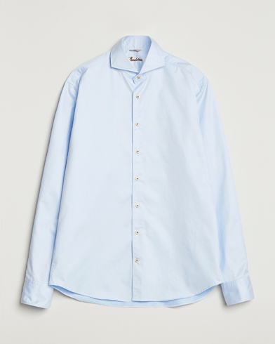 Stenströms Regular Fit Washed Cotton Plain Shirt Light Blue – Blau