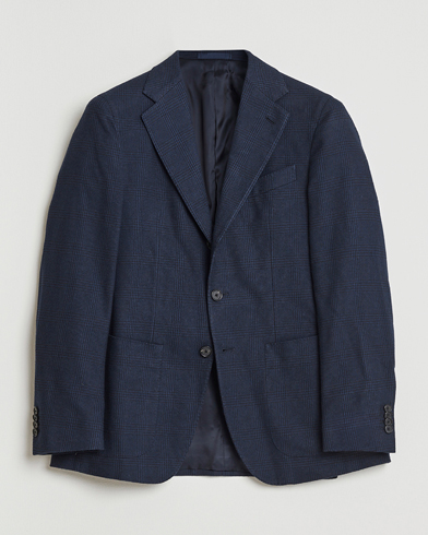 Caruso Aida Brushed Cotton Blazer Navy Check – Blau