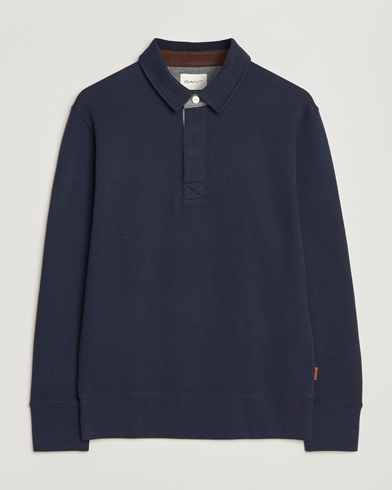 GANT Light Sacker Rib Long Sleeve Polo Evening Blue – Blau