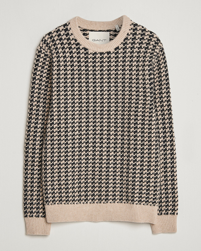 Gant Two Tone Textured Knitted Crew Neck Charcoal – Grau