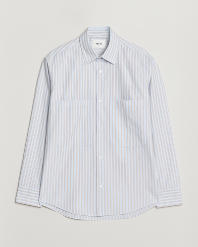 NN07 Freddy Striped Poplin Shirt Multi – Blau
