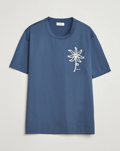 NN07 Pedro Embroidered T-Shirt Denim Blue – Blau