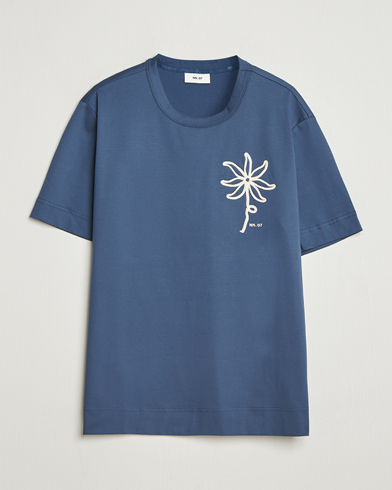 NN07 Pedro Embroidered T-Shirt Denim Blue – Blau