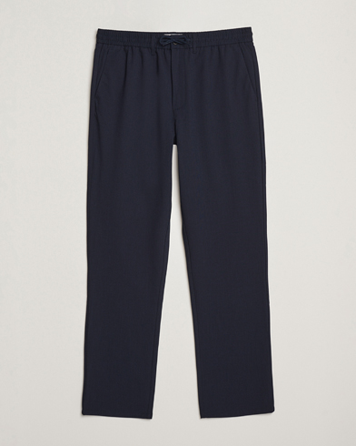 LES DEUX Como Tapered Textured Pants Dark Navy Blue – Blau