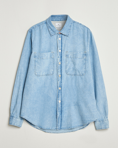 PS Paul Smith Casual Fit Denim Shirt Washed Blue – Blau