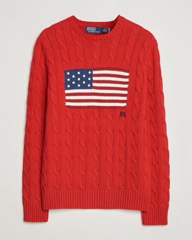 Polo Ralph Lauren Cotton Cable Flag Sweater RL 2000 Red – Rot