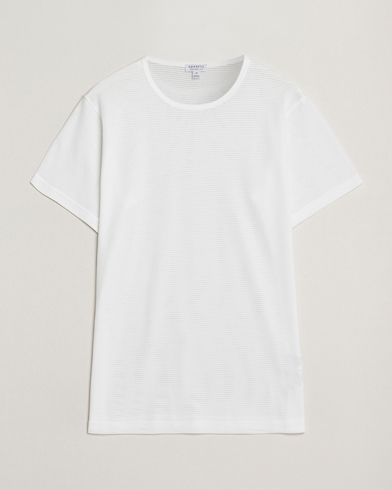 Sunspel Cellular Underwear T-Shirt White – Weiß
