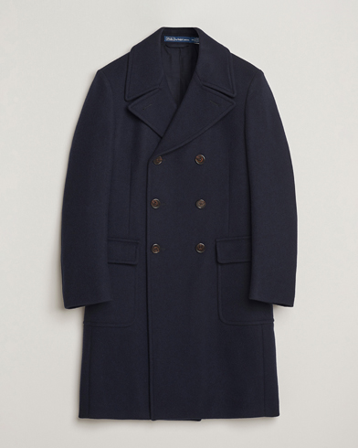 Polo Ralph Lauren Double Breasted Top Wool Coat Navy – Blau