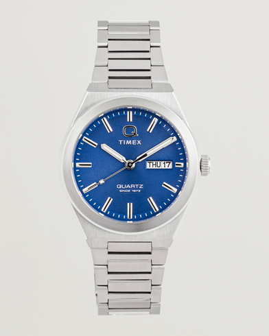 Timex Q Continental Day/Date 38mm Blue Dial – Silber