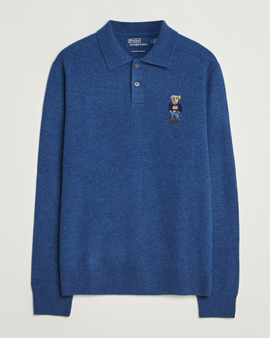 Polo Ralph Lauren Washed Long Sleeve Bear Polo Rustic Navy Heather – Blau