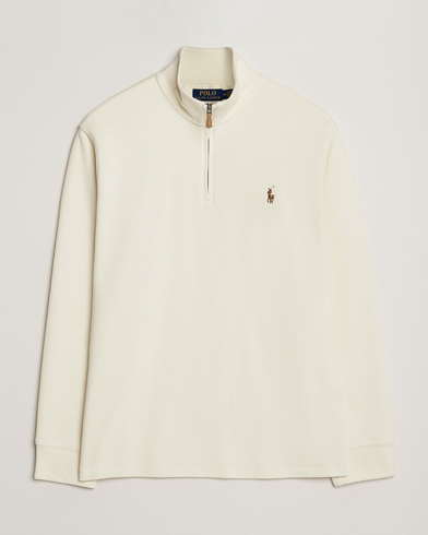 Polo Ralph Lauren Double Knitted Half Zip Parchment Cream – Weiß