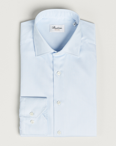 Stenströms Superslim Cotton Twill Striped Shirt Blue/White – Blau