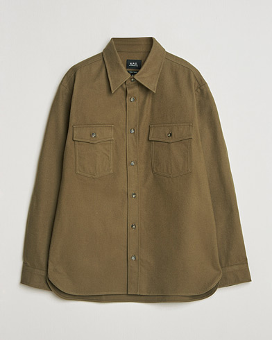 A.P.C. Brushed Cotton Overshirt Khaki – Grün