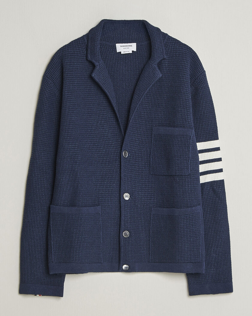 Thom Browne Textured 4 Bar Cardigan Jacket Navy – Blau