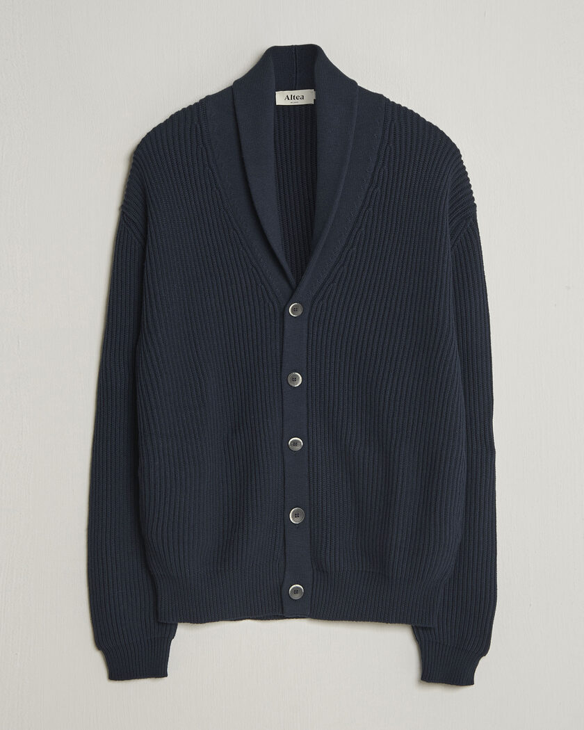 Altea Cotton/Cashmere Shawl Cardigan Navy – Blau