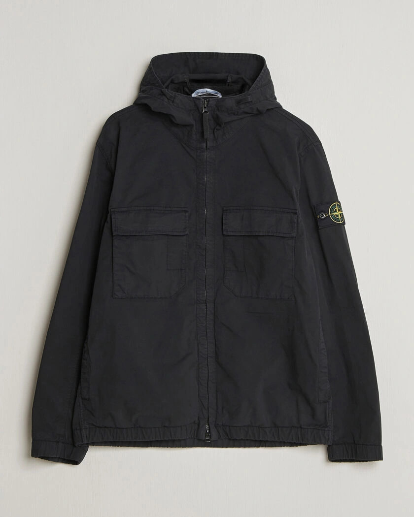 Stone Island Stretch Cotton Twill Hood Jacket Black – Schwarz