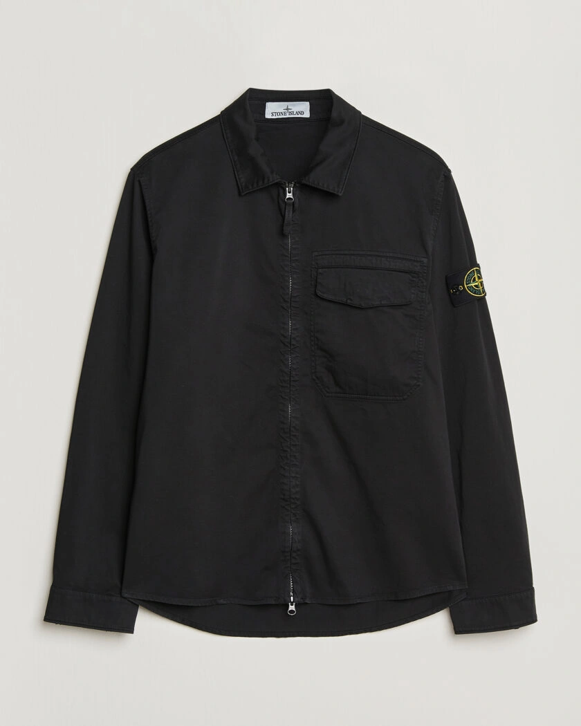 Stone Island Cotton Stretch Zip Overshirt Black – Schwarz