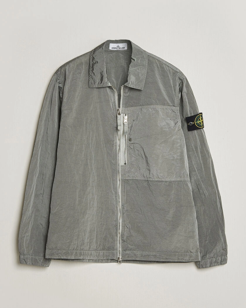 Stone Island Nylon Metal Zip Overshirt Pearl Grey – Grau